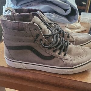 Vans Men's Taupe and Black High-Top Sneakers 3M Scotchgard